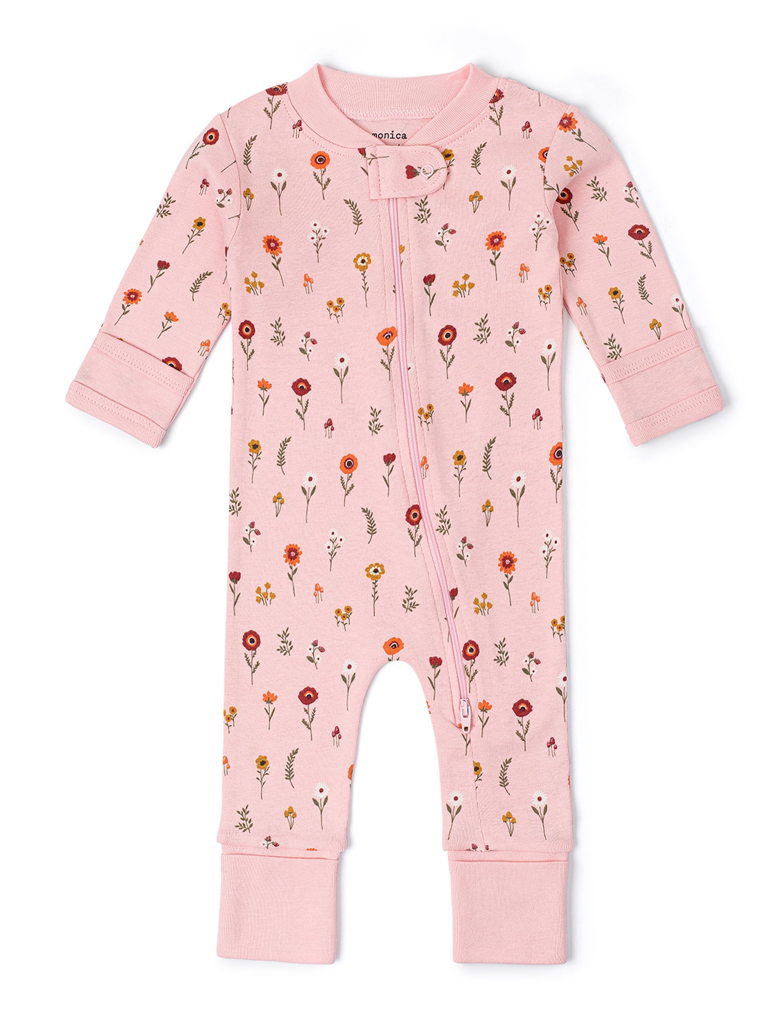 Monica + Andy Organic Cotton Gender Neutral Long Sleeve Baby One-Piece Pajama, Sizes Newborn - 24 Months