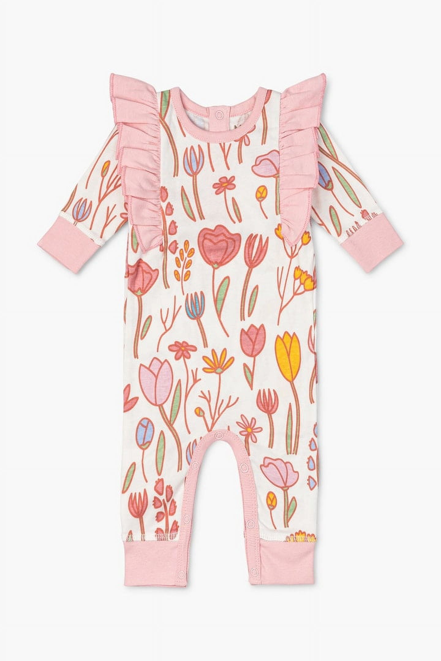 M+A by Monica + Andy Organic Cotton Long Sleeve Double Ruffle Romper, Sizes Newborn - 9 Months