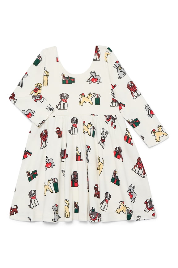 M+A by Monica + Andy Organic Cotton Long Sleeve Let's Dance Dress, Sizes 12-18M-5T