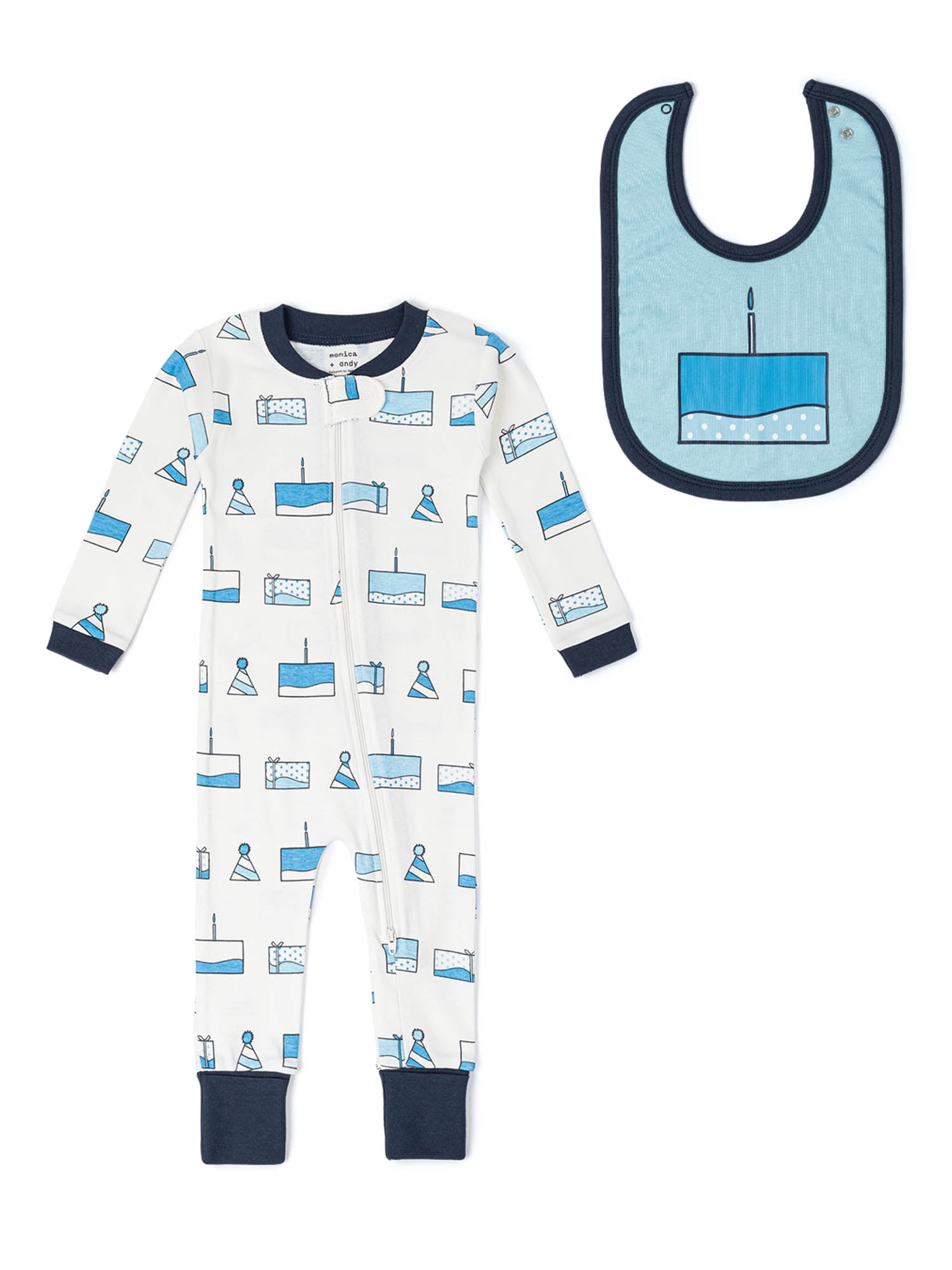 Monica + Andy Organic Cotton One Piece Coverall and Bib Set, Sizes Newborn - 18-24 Months