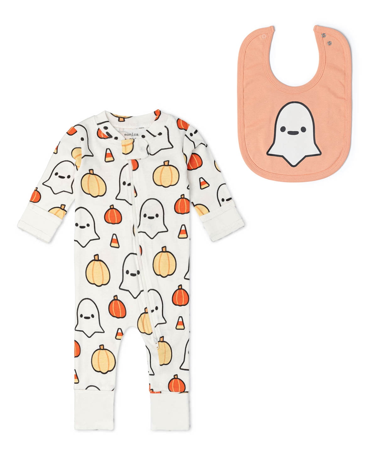 Monica + Andy Organic Cotton One Piece Coverall and Bib Set, Sizes Newborn - 18-24 Months