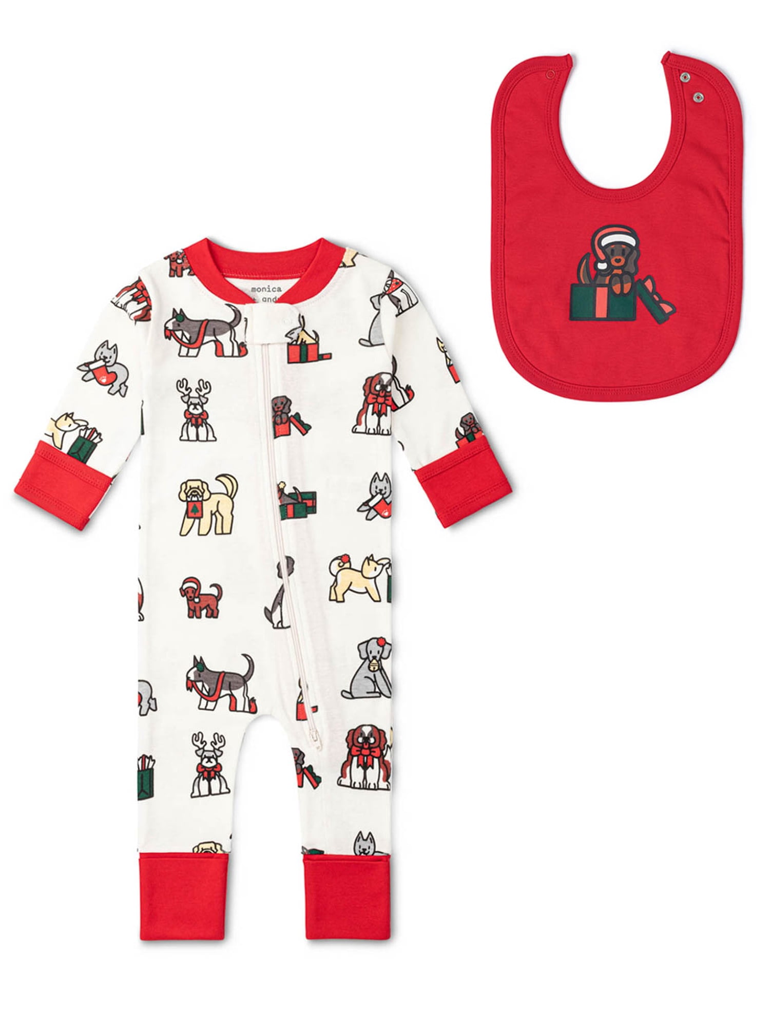 Monica + Andy Organic Cotton One Piece Coverall and Bib Set, Sizes Newborn - 18-24 Months
