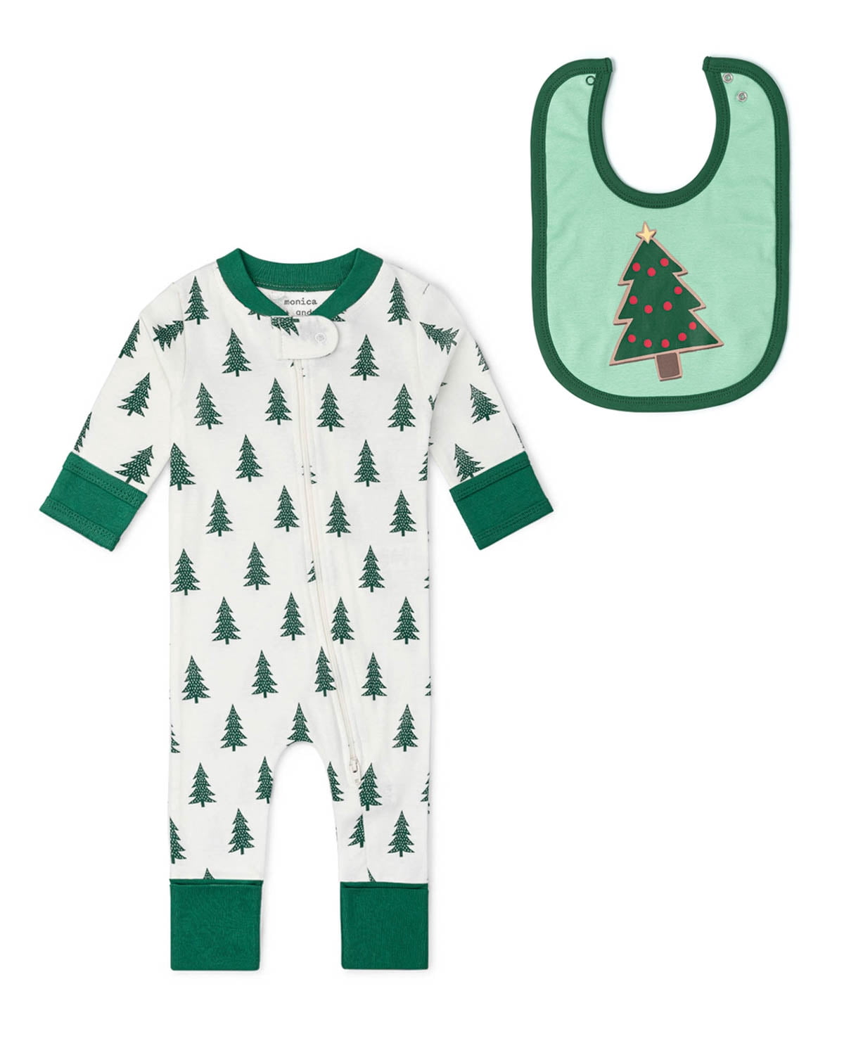 Monica + Andy Organic Cotton One Piece Coverall and Bib Set, Sizes Newborn - 18-24 Months