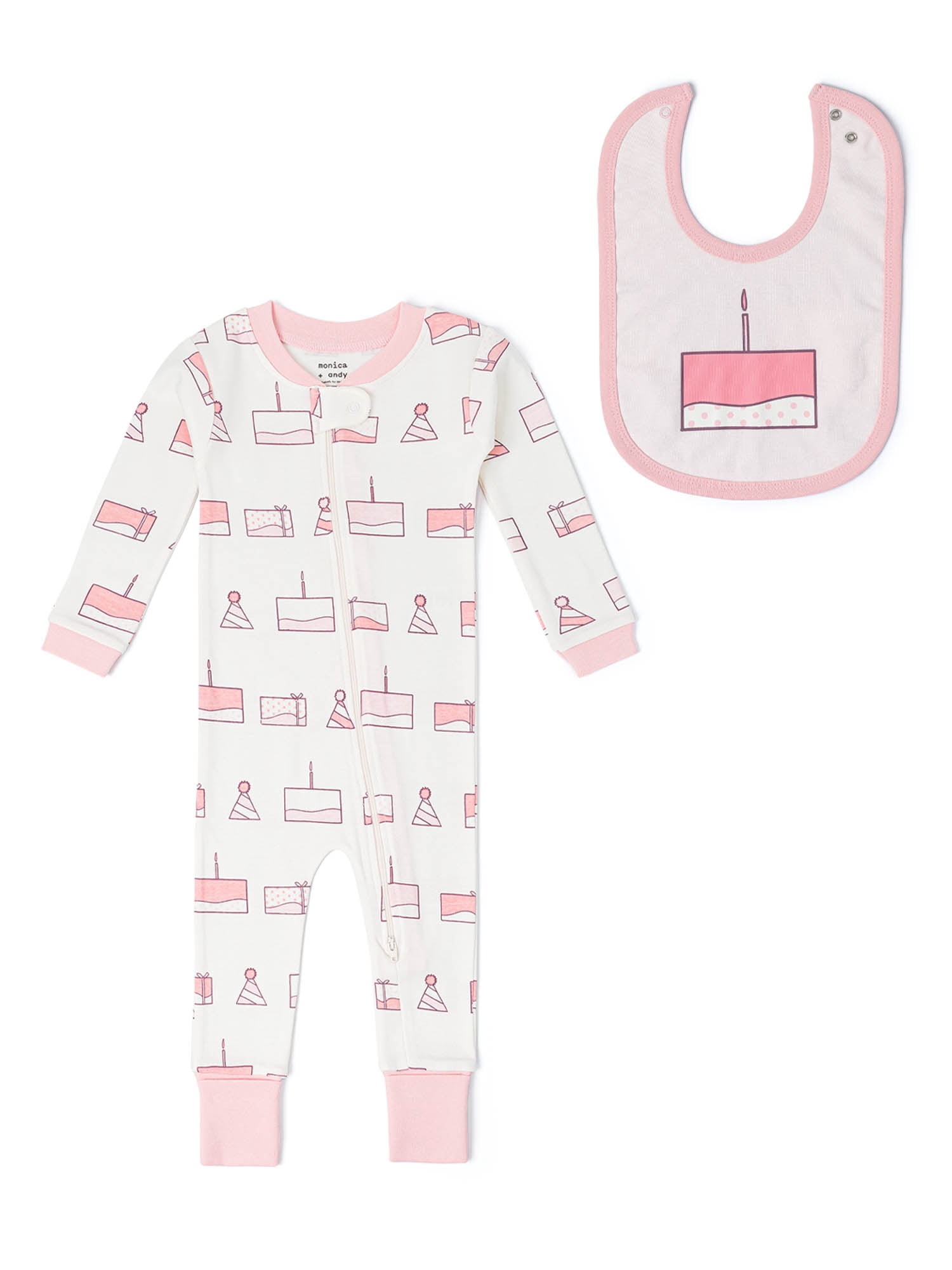 Monica + Andy Organic Cotton One Piece Coverall and Bib Set, Sizes Newborn - 18-24 Months