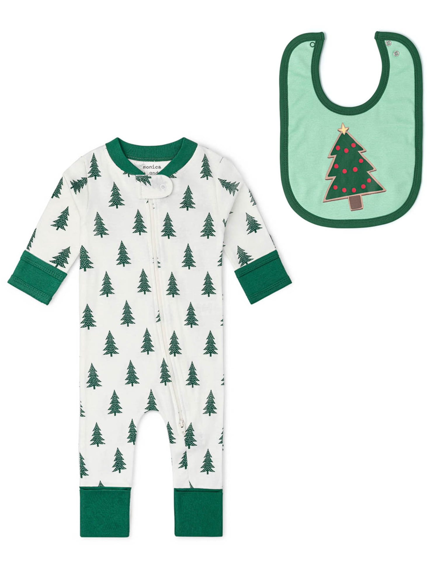 Monica + Andy Organic Cotton One Piece Coverall and Bib Set, Sizes Newborn - 18-24 Months