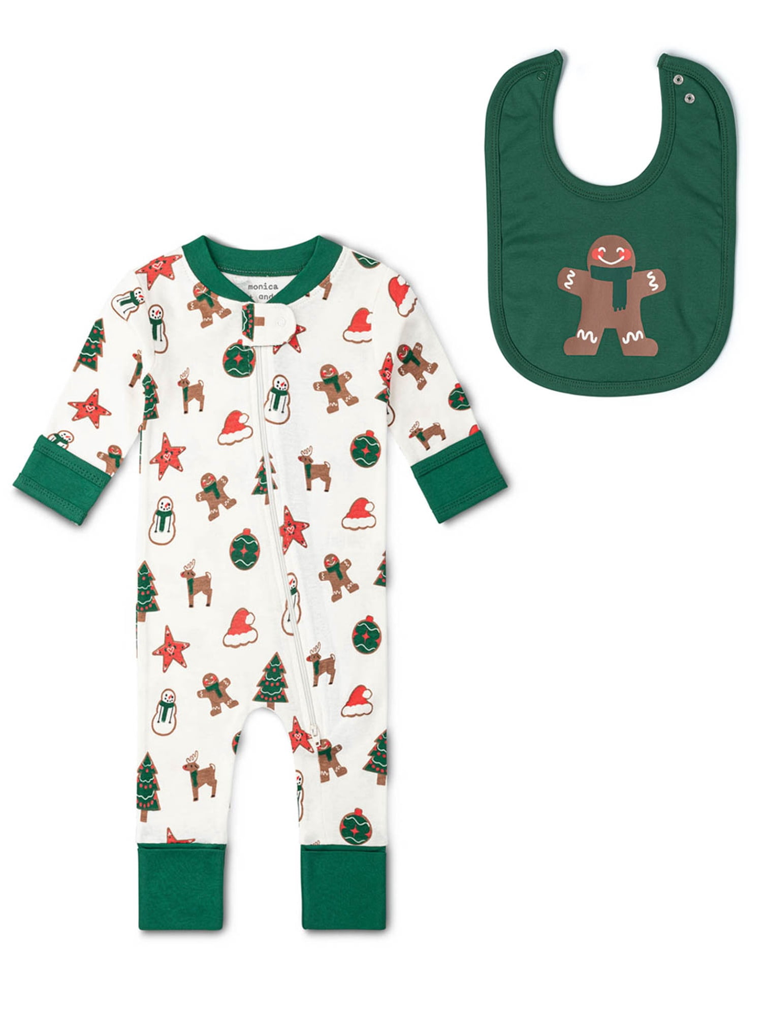 Monica + Andy Organic Cotton One Piece Coverall and Bib Set, Sizes Newborn - 18-24 Months
