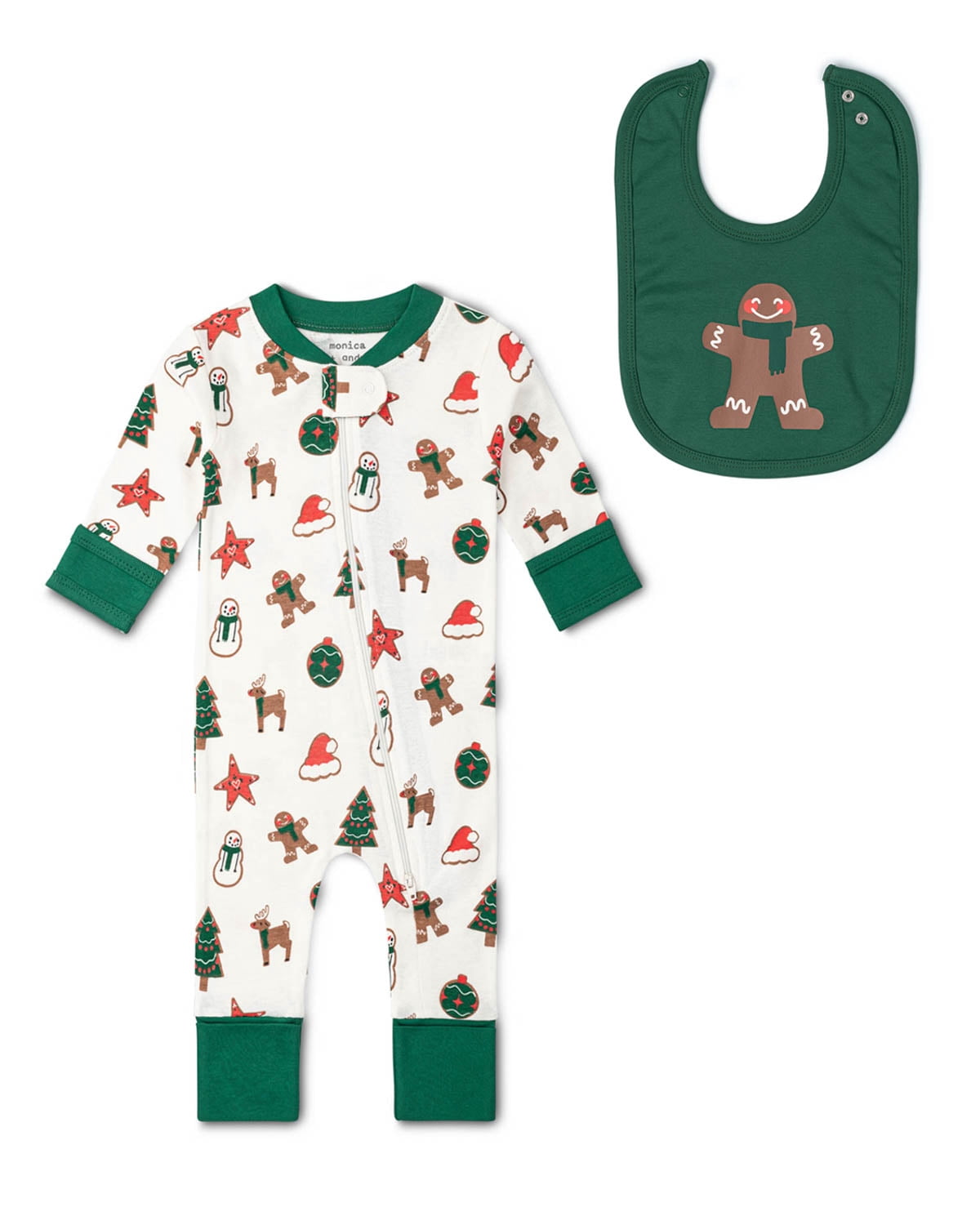 Monica + Andy Organic Cotton One Piece Coverall and Bib Set, Sizes Newborn - 18-24 Months