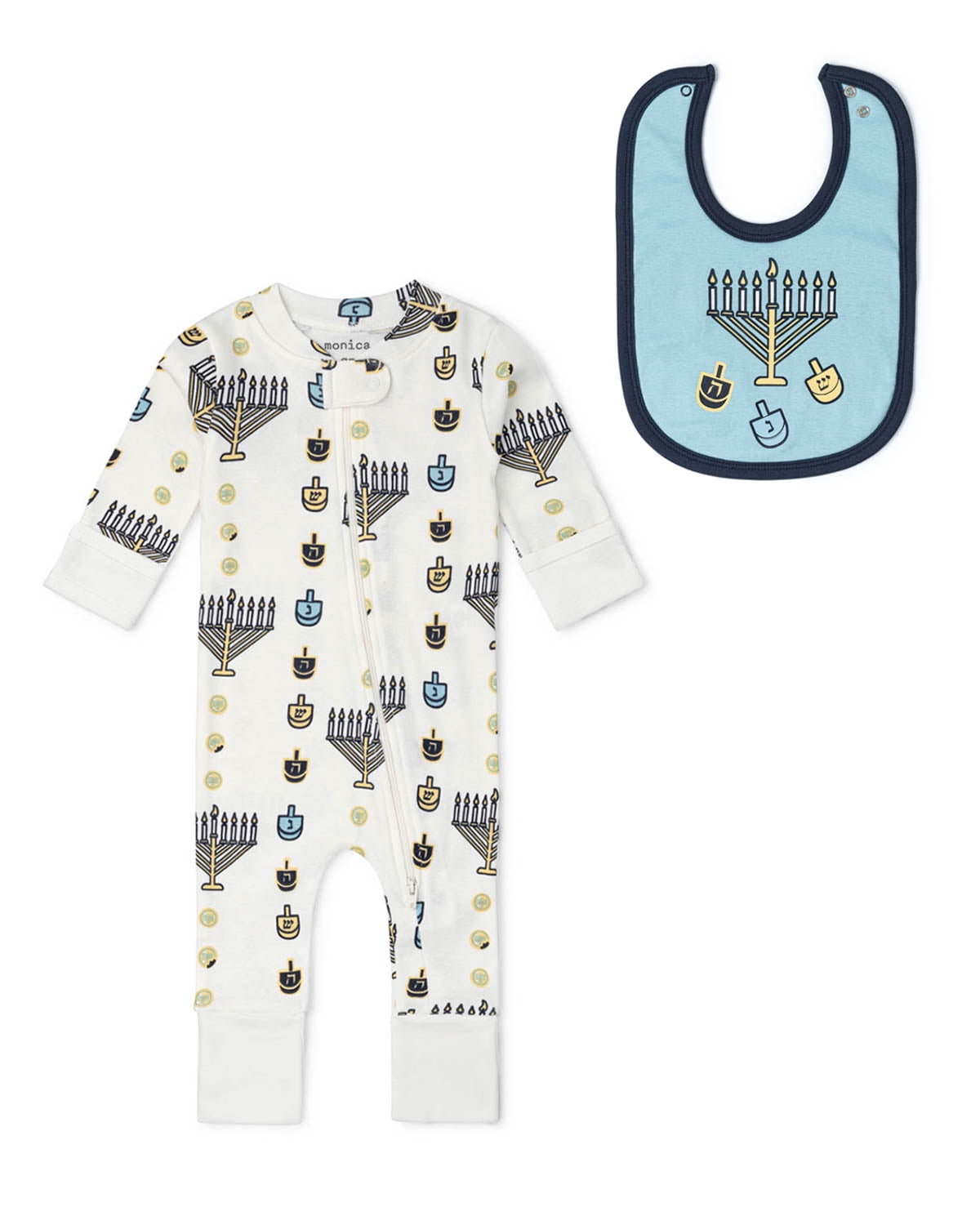 Monica + Andy Organic Cotton One Piece Coverall and Bib Set, Sizes Newborn - 18-24 Months