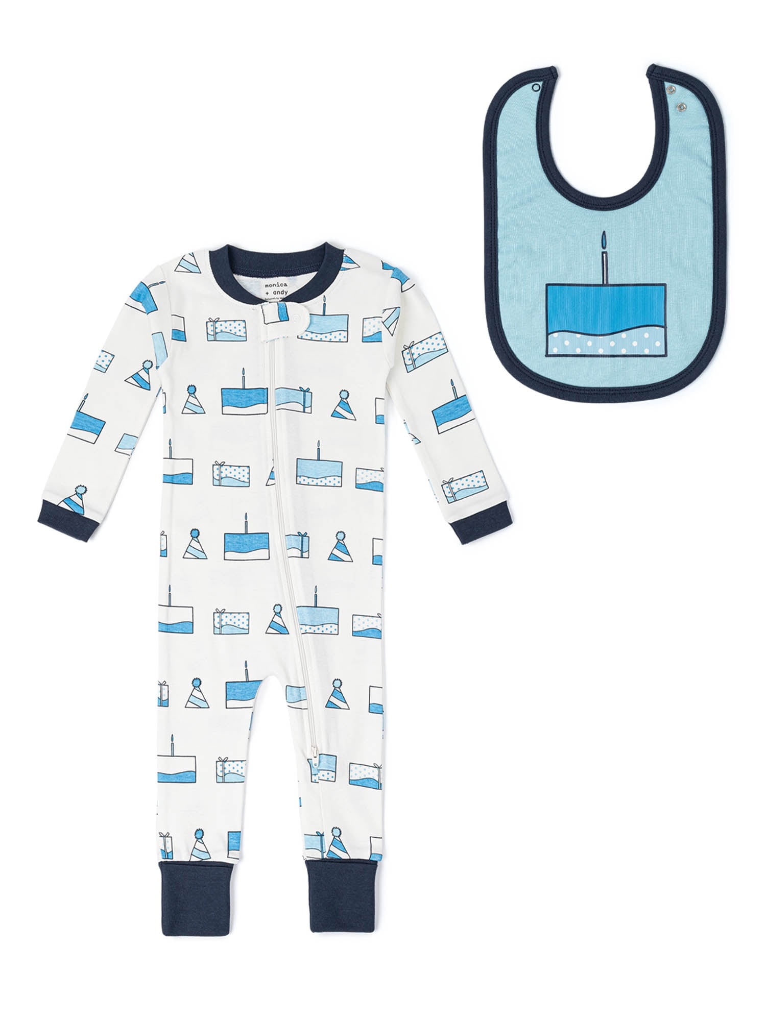 Monica + Andy Organic Cotton One Piece Coverall and Bib Set, Sizes Newborn - 18-24 Months