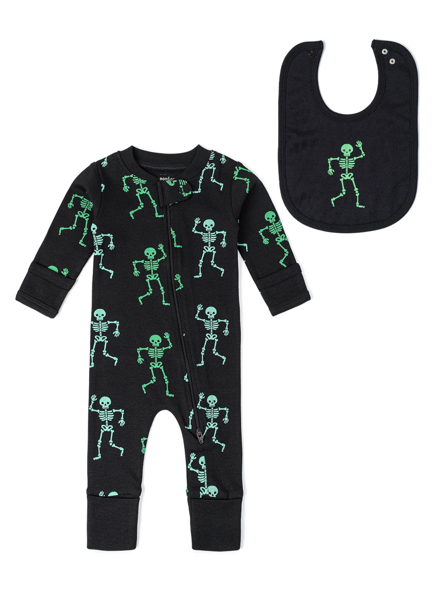 Monica + Andy Organic Cotton One Piece Coverall and Bib Set, Sizes Newborn - 18-24 Months