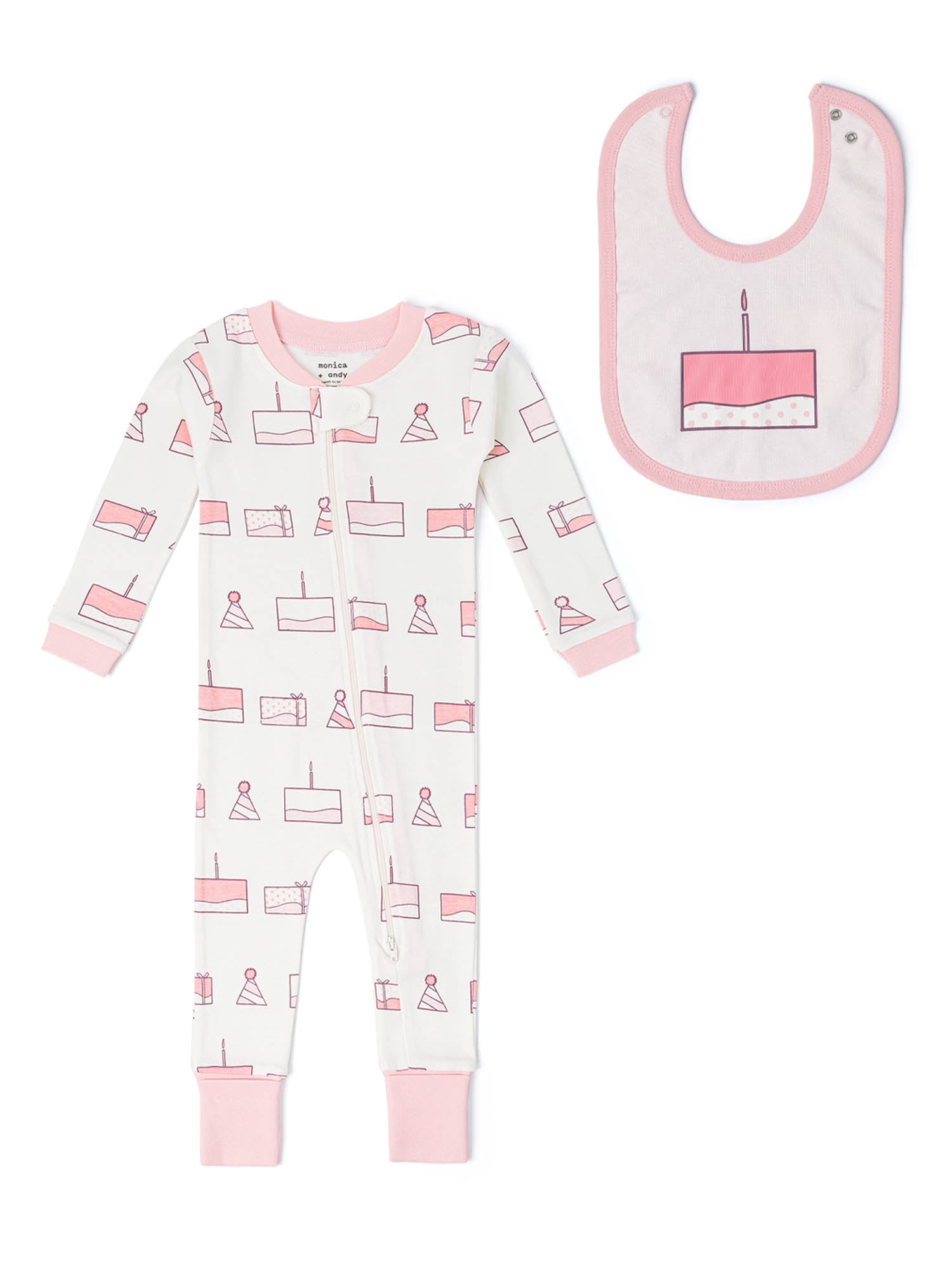 Monica + Andy Organic Cotton One Piece Coverall and Bib Set, Sizes Newborn - 18-24 Months