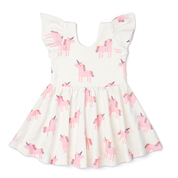 M+A by Monica + Andy Organic Cotton Short Sleeve Let's Dance Dress for Toddlers, Sizes 12-18M to 5T