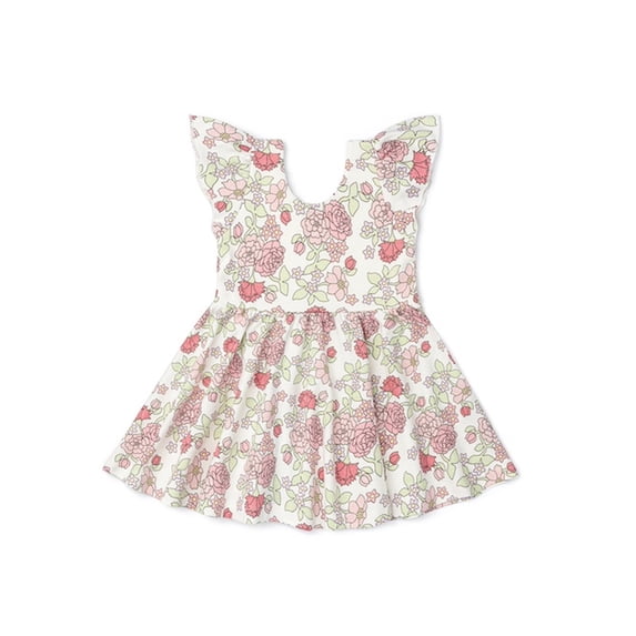 Monica + Andy Organic Cotton Short Sleeve Let's Dance Dress for Baby, Sizes 12-18 Months to 5T