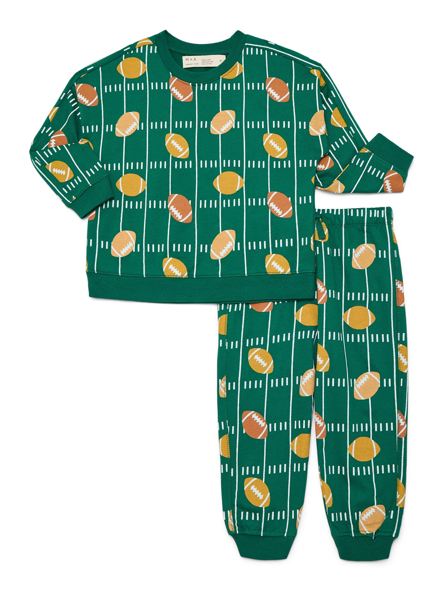 M+A by Monica + Andy Gender Neutral Baby and Toddler Organic Cotton Sporty Sweatsuit Set, 2-Piece, Sizes 0M-5T