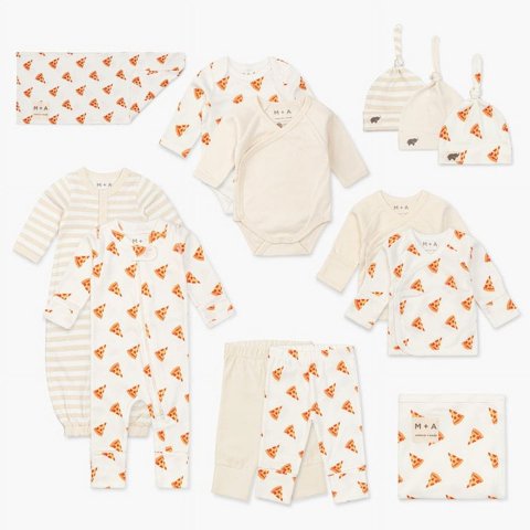 M+A by Monica + Andy Organic Gender Neutral Baby Shower Gift Set, 14-Piece, Preemie-3 Months