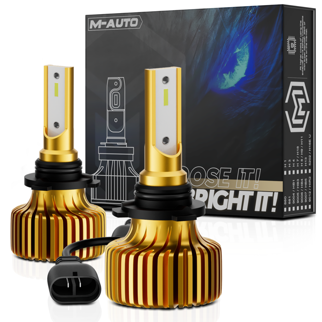 MAUTO 1 Pair HB4 9006 6500K LED Headlight Bulb Waterproof Hi/Low Beam