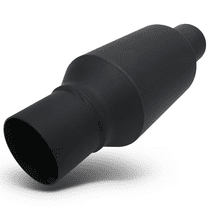 M-AUTO 2.25 Inch Inlet/Outlet Black Stainless Steel Exhaust Muffler Straight-Through Tip with Butt Joint Clamp