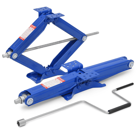M-AUTO Set 2 Scissor Jack, 2.5 Ton 5000lbs Heavy Duty Floor Jack, Stabilizer Leveling Scissor Jacks with Handle, Blue