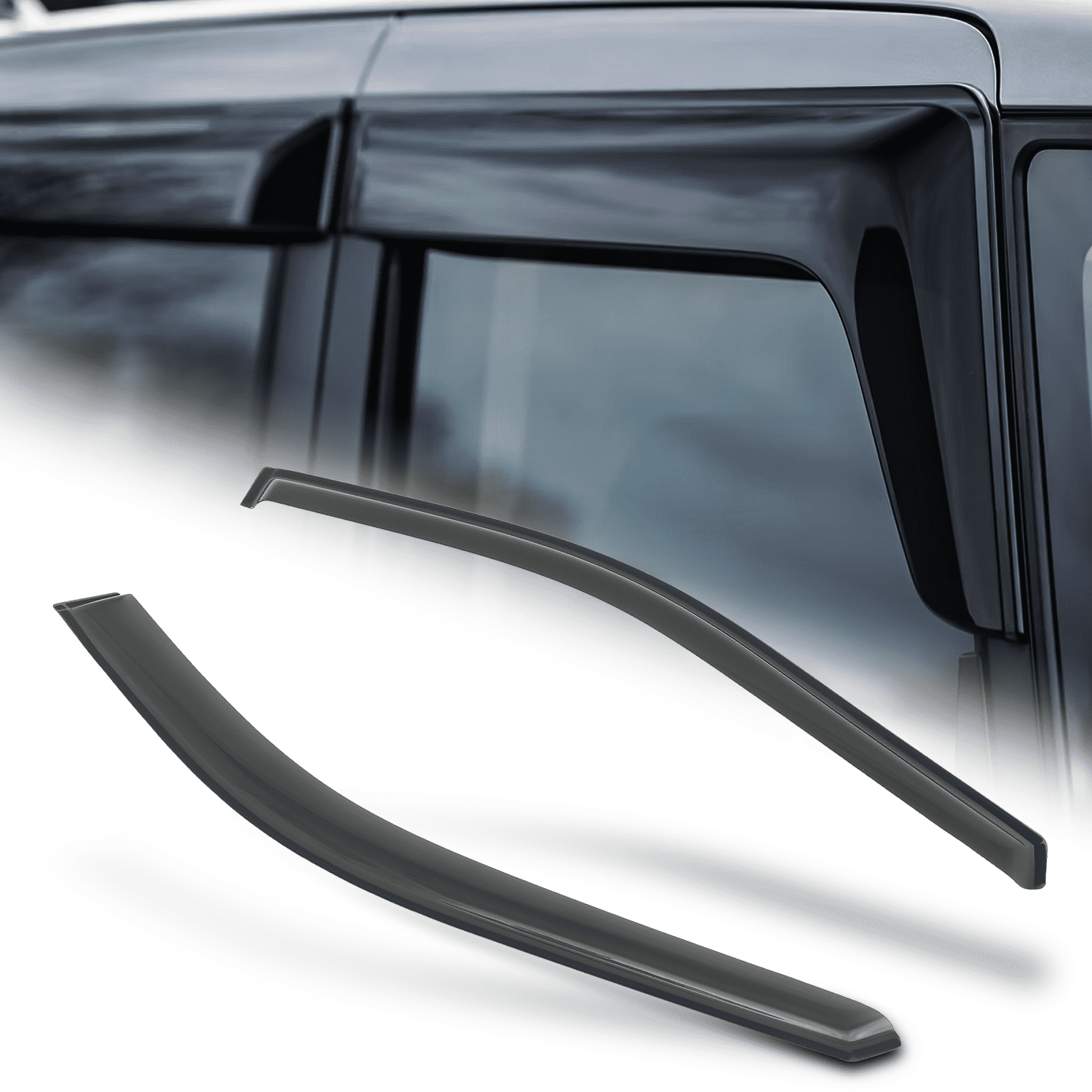Pair Of Dark Smoke Window Visor Rain Guards For Chrysler Town & Country (1996-2007)