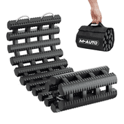 M-AUTO 24" Tire Traction Mat Recovery Track Tire Ladder Anti-Skid Chains Portable Emergency Device for Pickups Snow Ice Mud Sand, Black