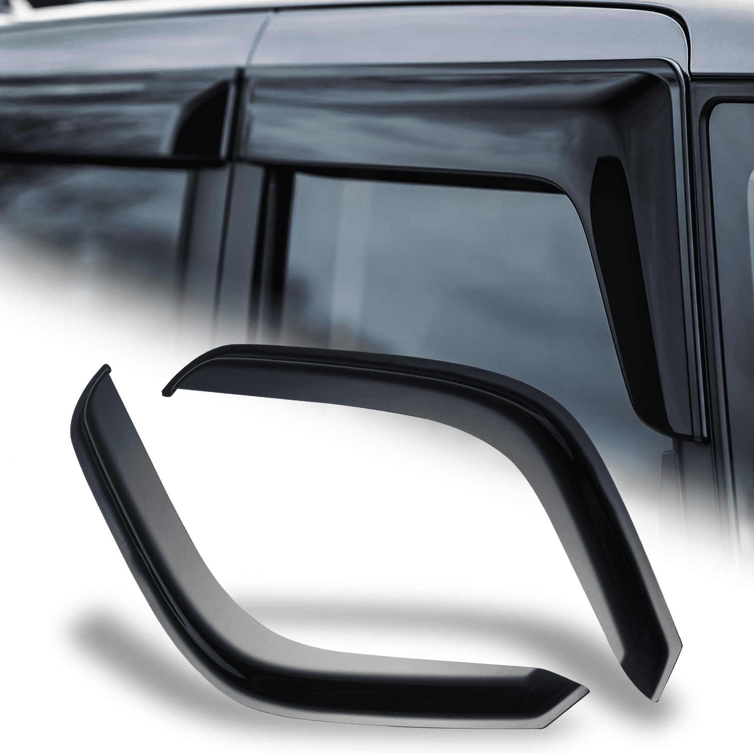 Smoked Window Visor & Rain Deflector Set For Chevy Silverado/GMC Sierra Double Cab