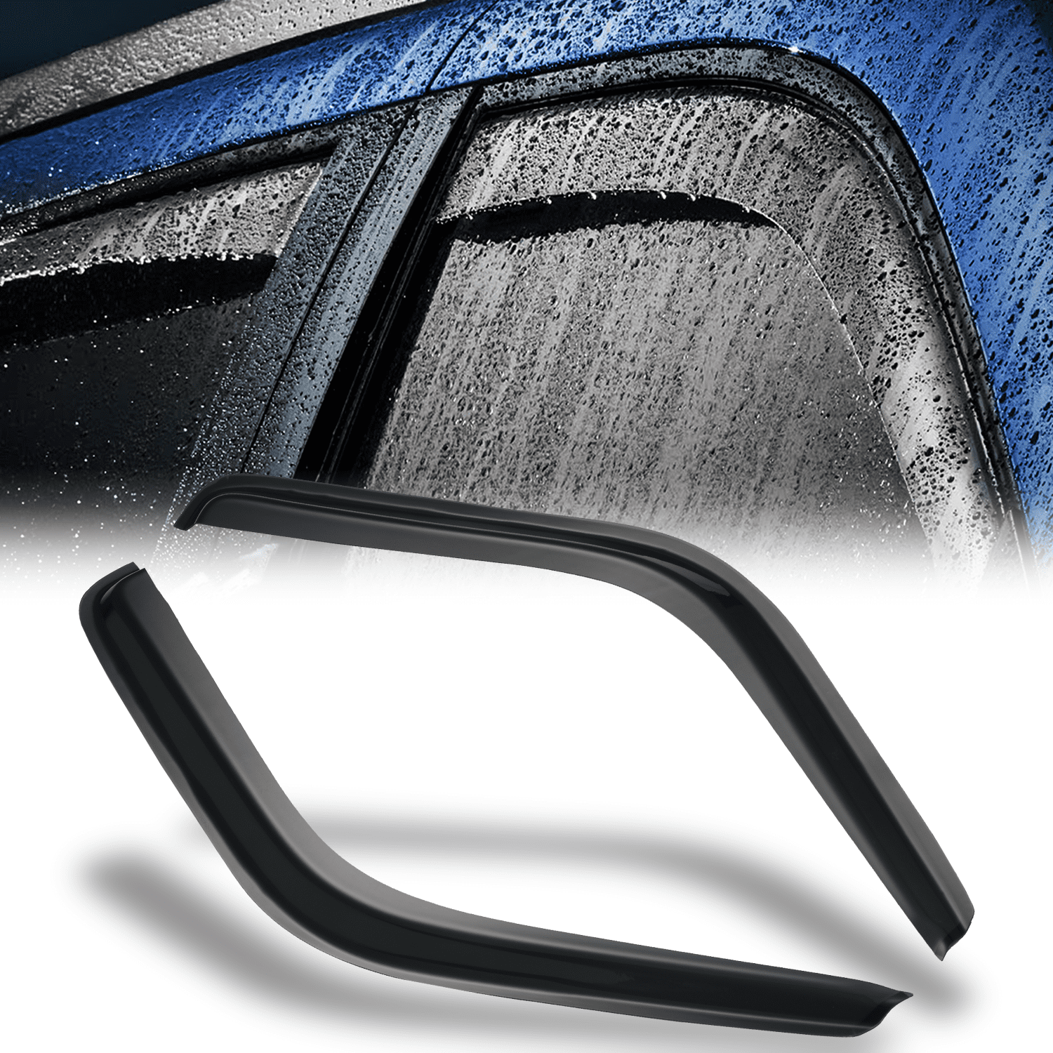 IKON MOTORSPORTS Window Visors For 1988-1999 Chevy/GMC C/K Pickup – Smoke Tinted Acrylic, Tape-On, 4-Piece Set