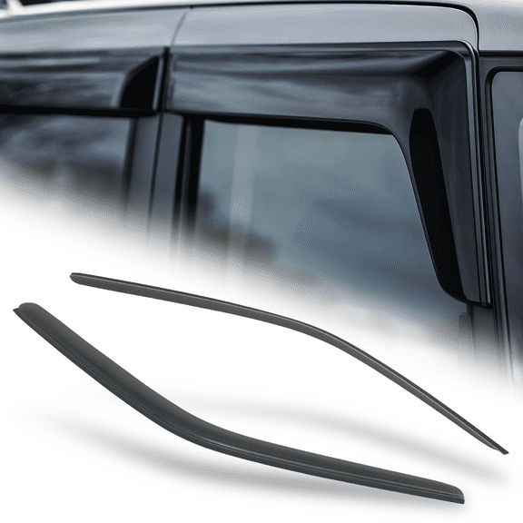 M-AUTO 2Pcs Tape-On Window Visor Shade Vent Wind Rain Deflector for 2008-2018 Dodge Challenger
