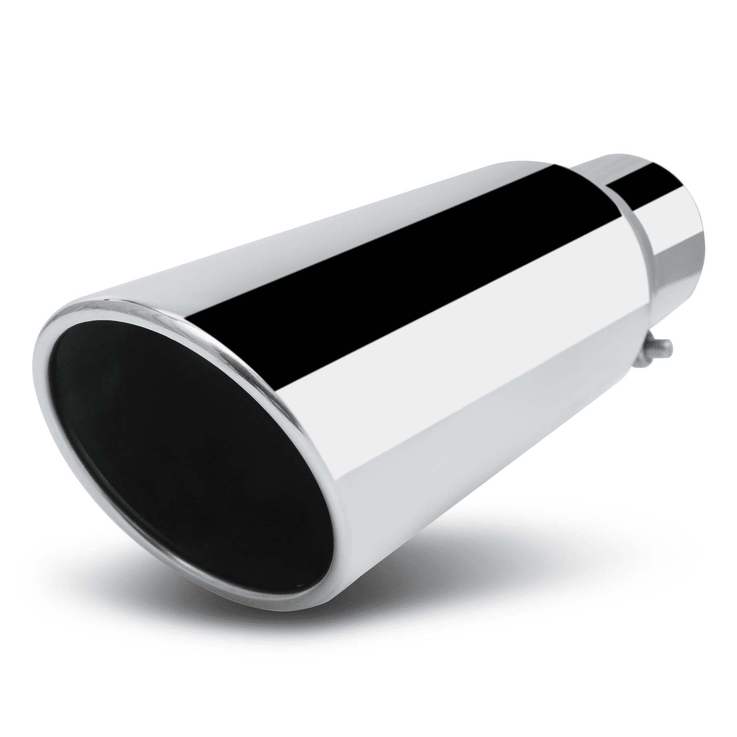 2.5 Inch Inlet Exhaust Tip - 3" Inlet, 4" Outlet, 12" Overall Length, Stainless Steel Chrome Finish, Bolt-On For 3" Tailpipe