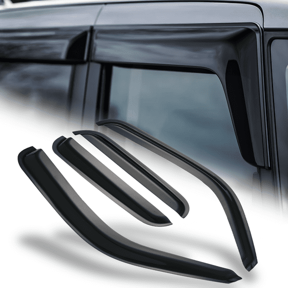M-AUTO 4Pcs Set Tape-On Window Visor Vent Wind Deflector for 99-06 Chevy Silverado 1500, 2500, 3500 Extended Cab