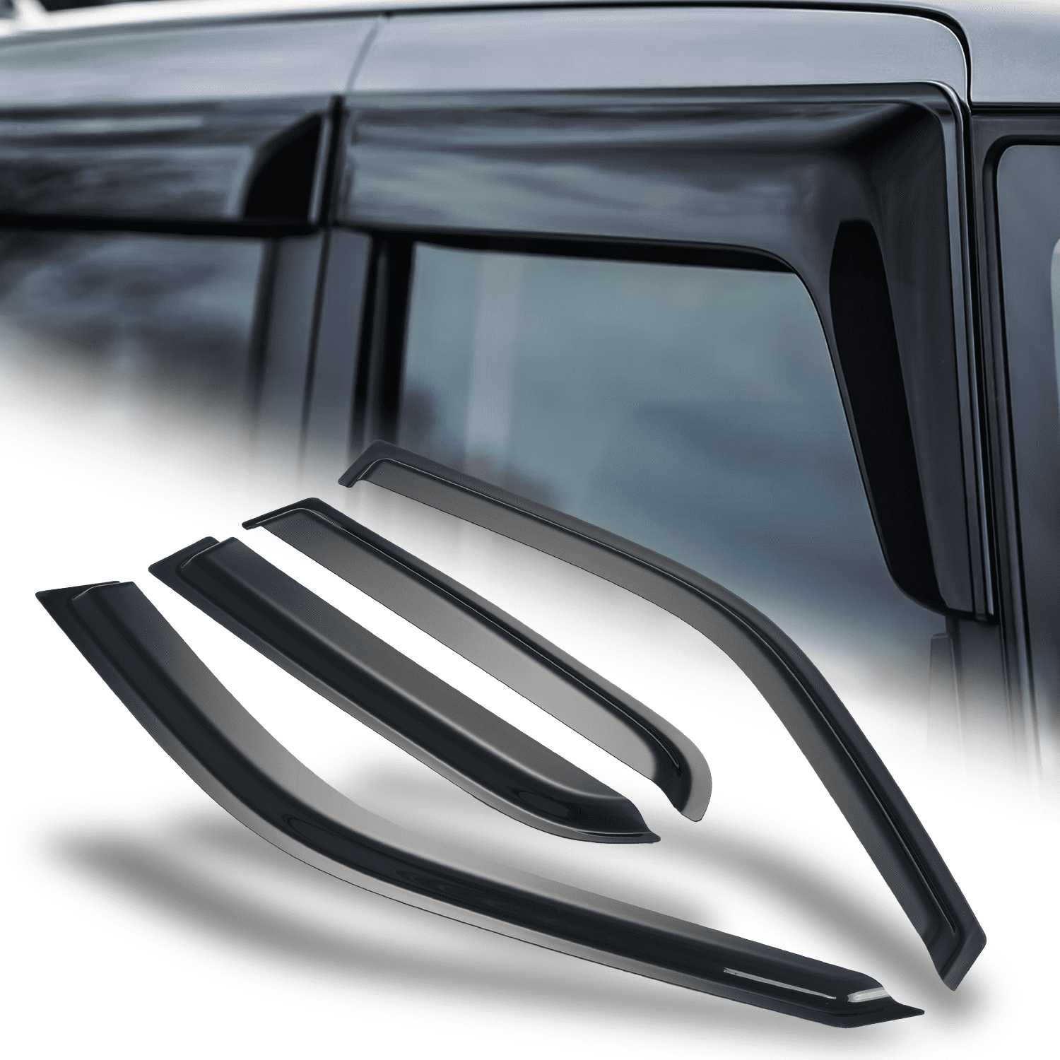 Smoke Window Visor Shades For 2002-2006 Honda CR-V - Rain & Wind Deflectors Tape-On