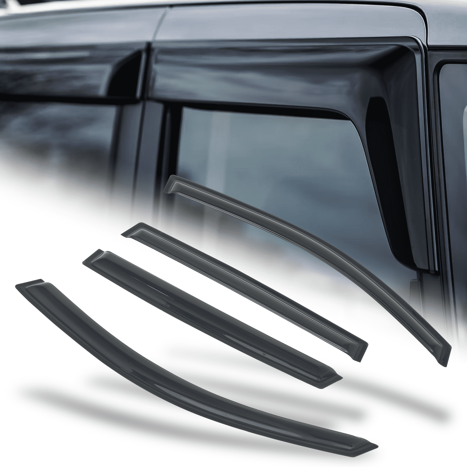 M-AUTO 4Pcs Smoke Window Visor Shade Vent Sun Wind Rain Deflector Guard ...