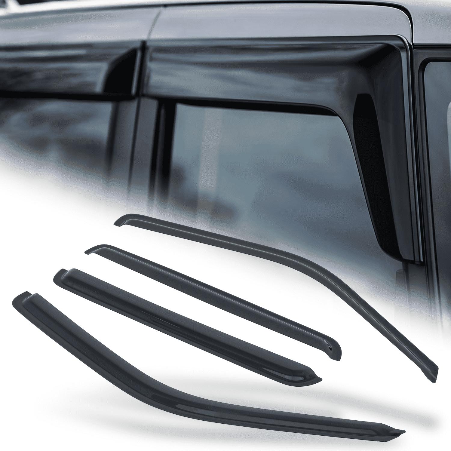 M-AUTO 4Pcs Smoke Window Visor Shade Vent Wind Rain Deflector Guard for 02-09 GMC Envoy; 04-07 Buick Rainier; 02-04 Oldsmobile Bravada