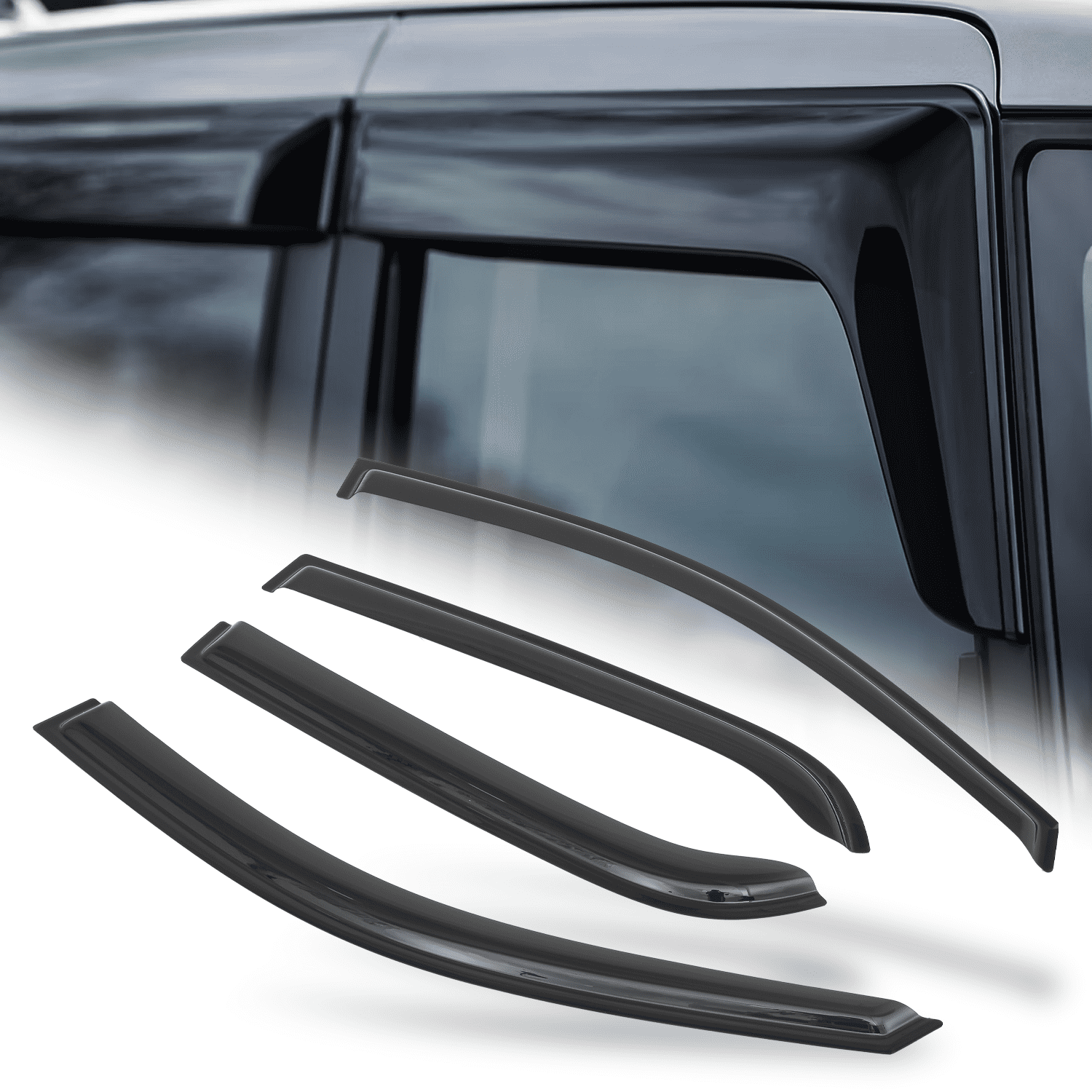 Auto Clover Smoke Tinted Window Visors For KIA Stinger (2018-2023) - 4 Piece Set