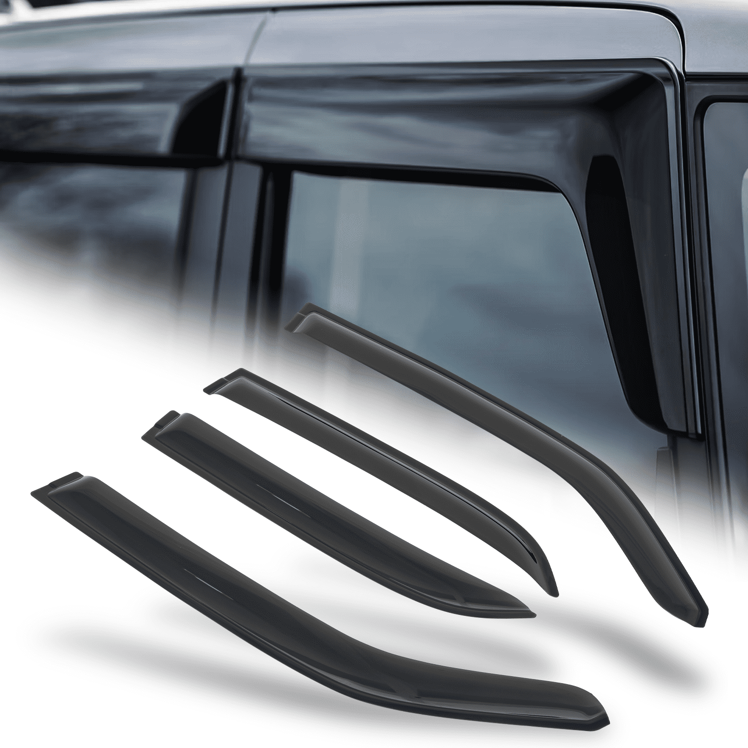 AVS Outside Mount Rain Guards / Window Vent Visors - Smoke, 4-Piece Set For 2005-2008 Dodge Magnum & 2005-2010 Chrysler 300