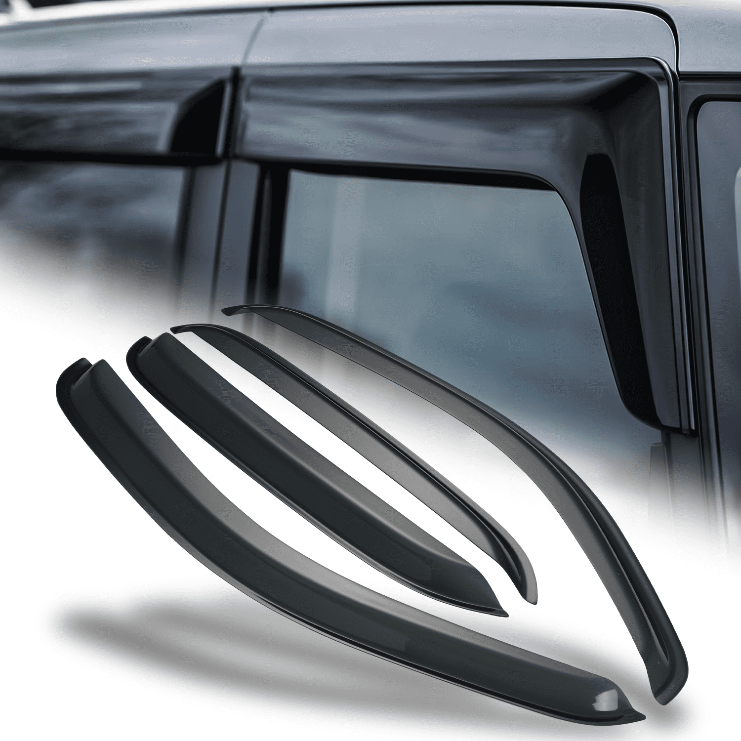 M-AUTO 4Pcs Tape-On Window Visor Shade Vent Wind Deflector for 07-14 Chevy Tahoe / 07-14 Gmc Yukon