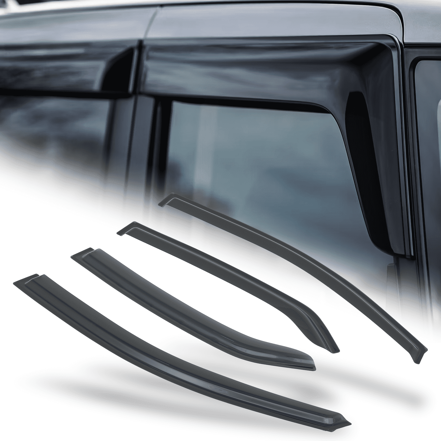 M-AUTO 4Pcs Tape-On Window Visor Shade Vent Wind Rain Deflector for 2007 2008 2009 2010 2011 Toyota Yaris 4-DR
