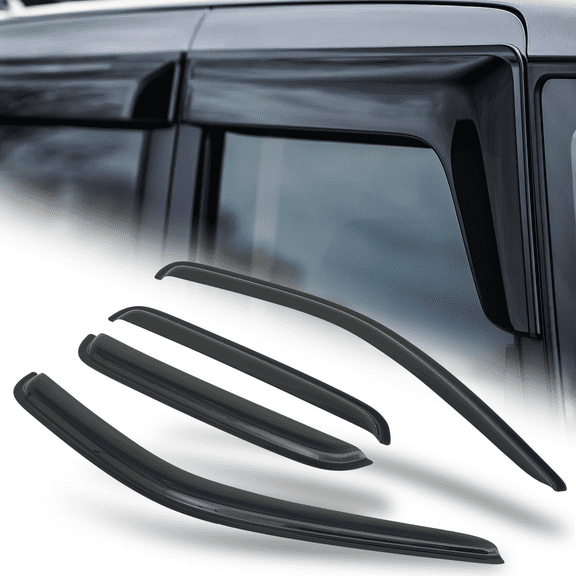M-AUTO 4Pcs Tape-On Window Visor Smoke Vent Wind Deflector for 2005 2006 2007 2008 2009 2010 Dodge Dakota Crew Cab