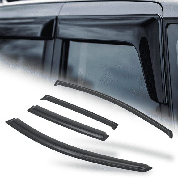 M-AUTO 4Pcs Tape-On Window Visor Smoke Vent Wind Rain Deflector for 07-11 Nissan Versa 4-DR; 07-12 Nissan Versa Hatchback