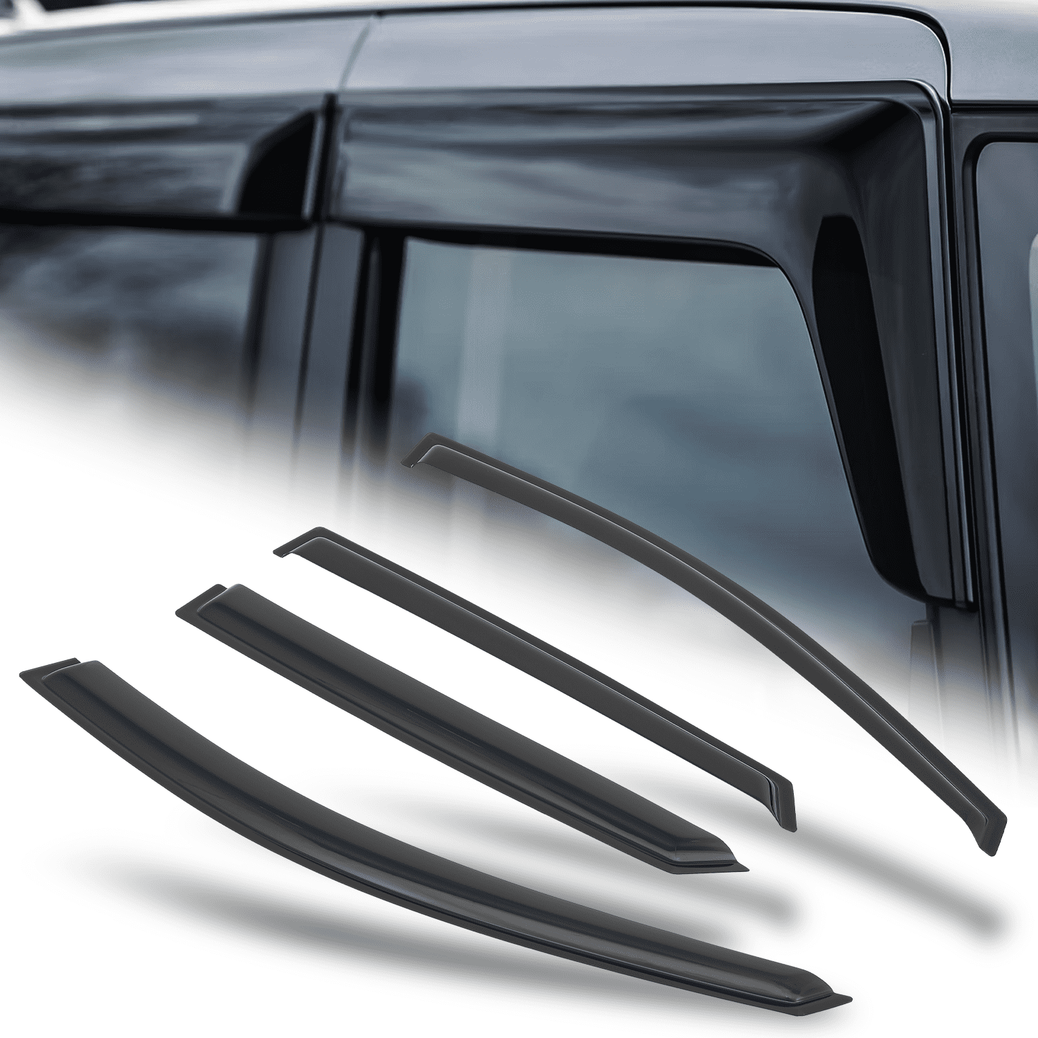 M-AUTO 4Pcs Tape-On Window Visor Vent Wind Rain Deflector Sun Guard for 2010 2011 2012 2013 2014 2015 Hyundai Tucson