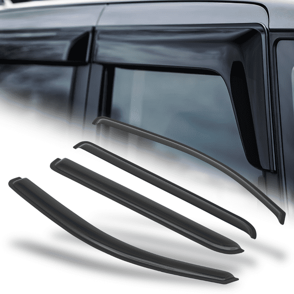 M-AUTO 4Pcs Tape-on Window Visor Vent Wind Rain Deflector for 2014-2015 GMC Sierra 1500 Crew Cab