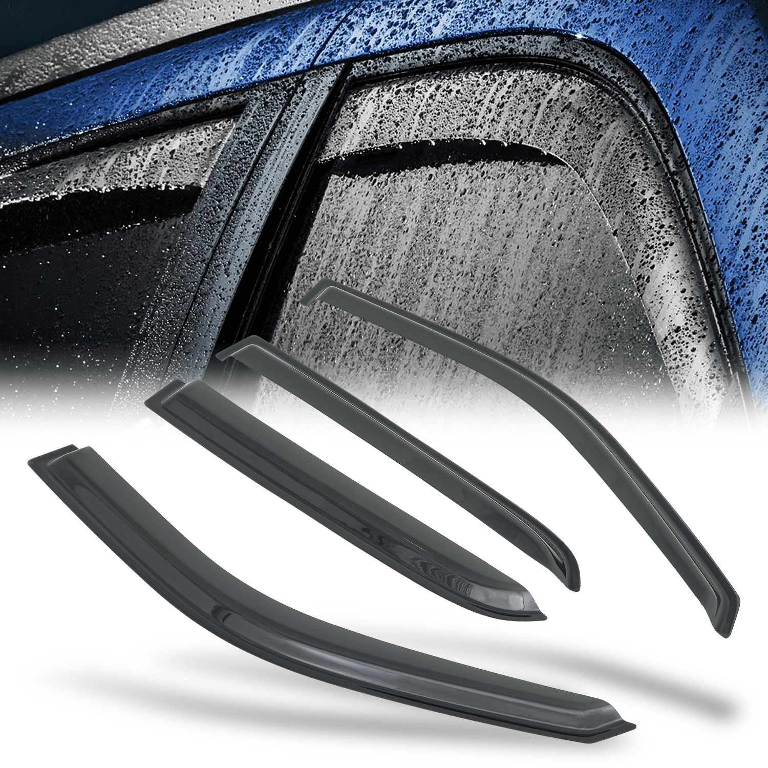 Fits 02-09 Dodge Ram Regular Cab Side Window Visor Deflector Guard & White Sport