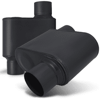 M-AUTO Black 3 Inch Inlet/Outlet Straight-Through Round Straight Cut Stainless Steel Chambered Exhaust Muffler Tip,Set of 2