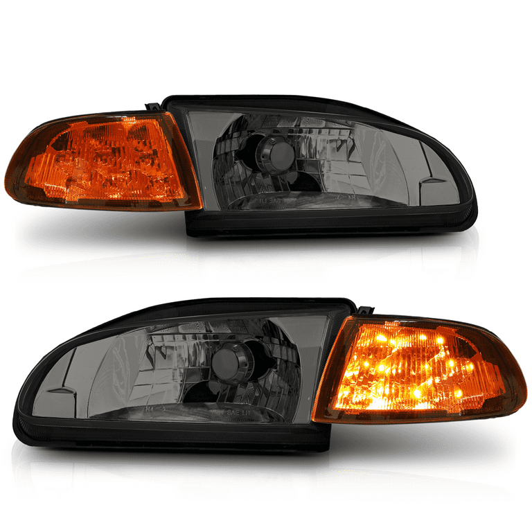 M-AUTO Black Headlight + LED Amber Corner Signal for 1992 1993 1994 1995  Honda Civic Coupe/Hatchback