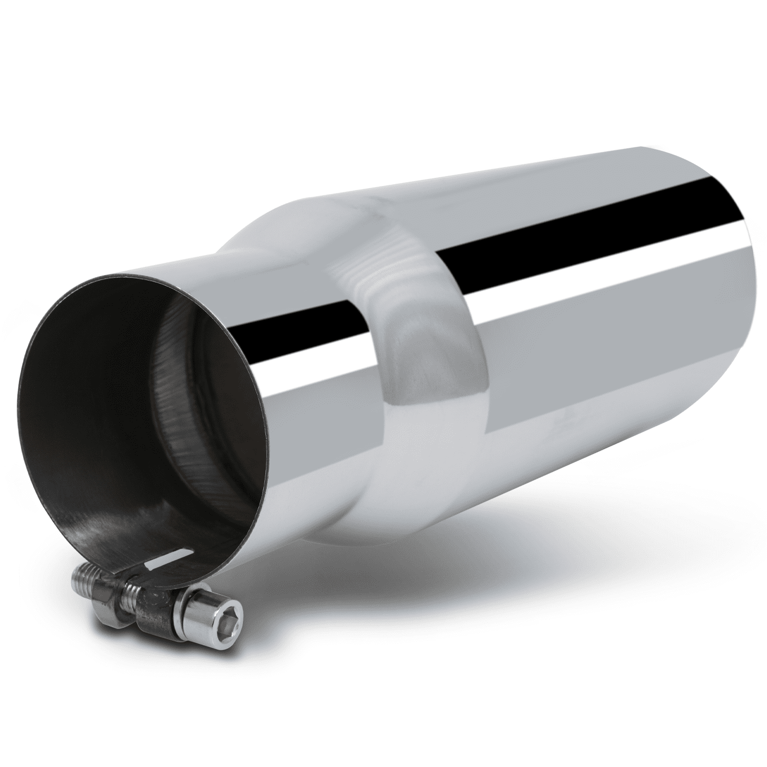 MAUTO Chrome 15"Stainless Steel Muffler Tip StraightThrough Slant Cut Roll Exhaust Tip, 5