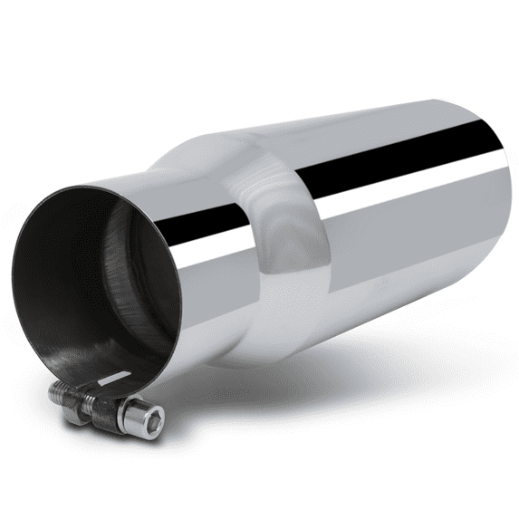 M-AUTO Chrome 15"Stainless Steel Muffler Tip Straight-Through Slant Cut Roll Exhaust Tip, 5" Inlet 7" Outlet