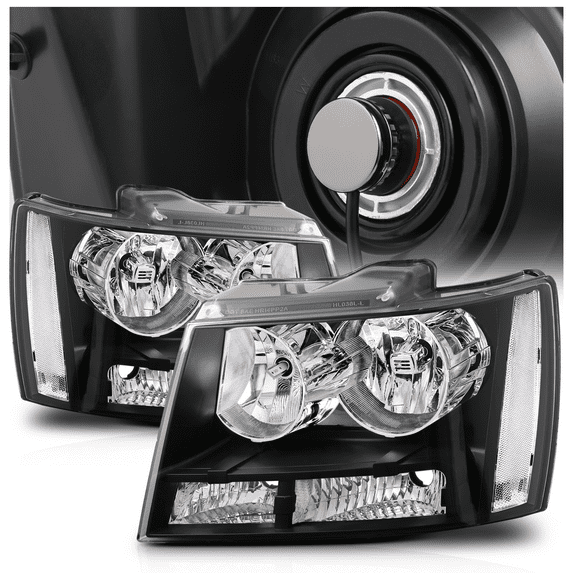 M-AUTO Headlamps Assembly W/ 2 Pairs Pre-Assembled LED Bulbs for 07-14 Chevy Tahoe Suburban 1500 / 07-13 Avalanche Suburban 2500