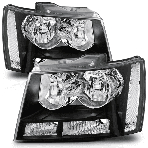 M-AUTO Headlight Assembly for 07-14 Chevy Tahoe Suburban 1500 / 07-13 Avalanche Suburban 2500, Black Housing Clear Lens Clear Corner