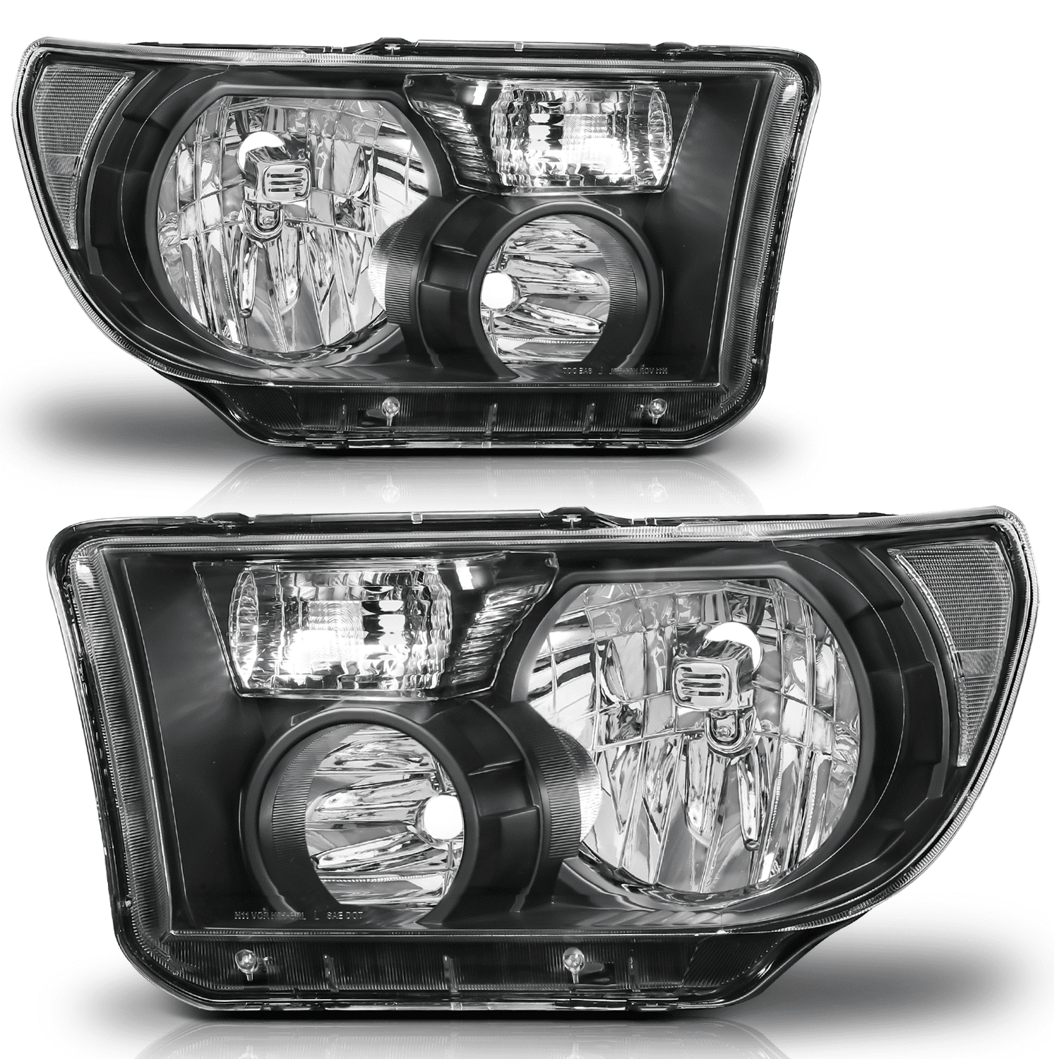 M-AUTO Headlight Assembly for 08-17 Toyota Sequoia / 07-13 Toyota Tundra  Pickup, Black Housing Clear Lens Clear Corner