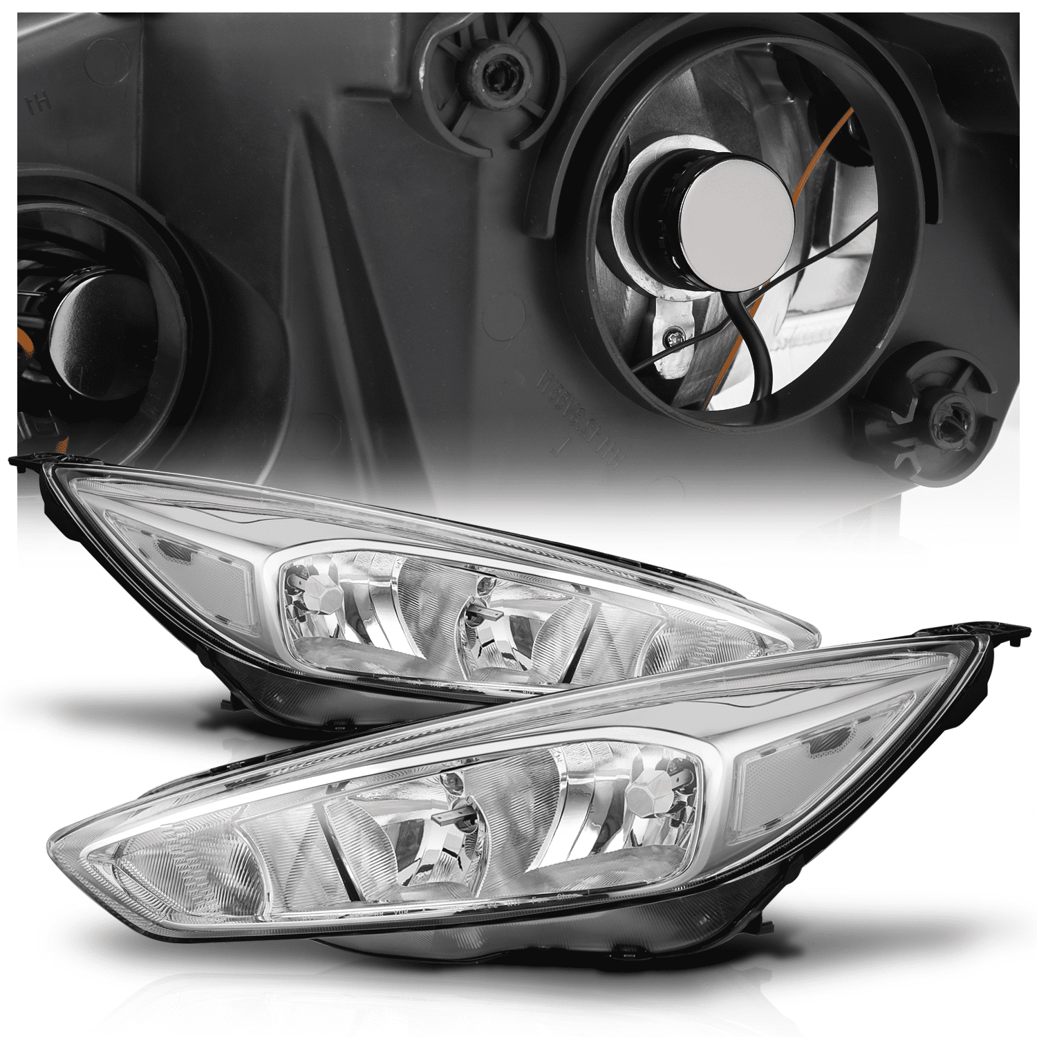 M-AUTO Headlight Assembly with 2 Pairs Pre-Assembled LED Bulbs for