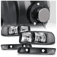 thumbnail image 1 of M-AUTO Headlight Assembly with Pre-Assembled LED Bulbs Replacement for 1999-2007 GMC Sierra, Black Housing Clear Lens Clear Reflector, 1 of 11